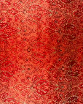 Satin jacquard Indien paisley Rouge - Tissushop